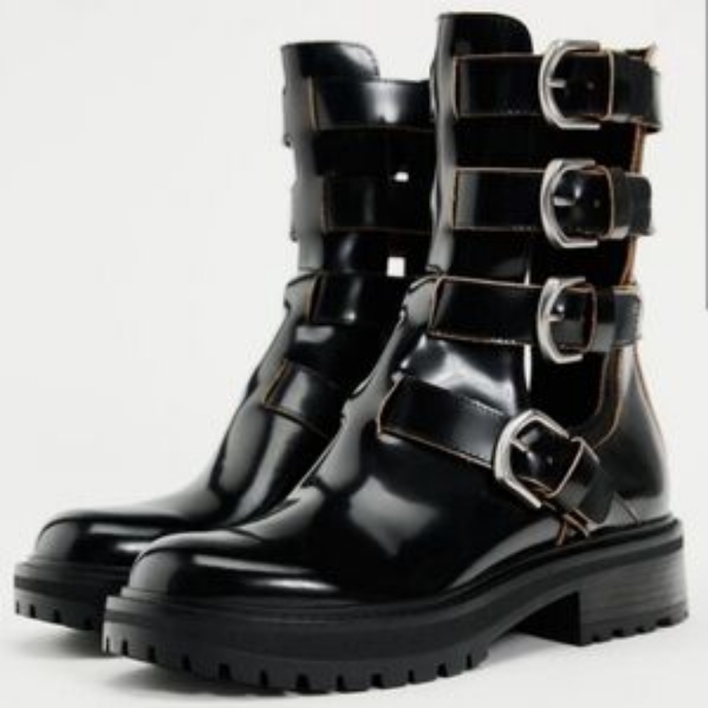 Zara, new leather buckled boots